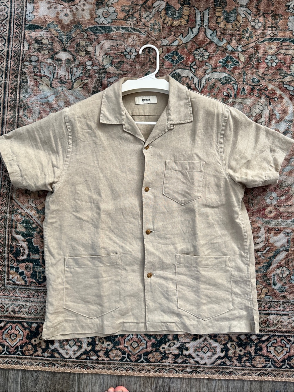 Buck Mason Beige Short-Sleeve Button Down Shirt